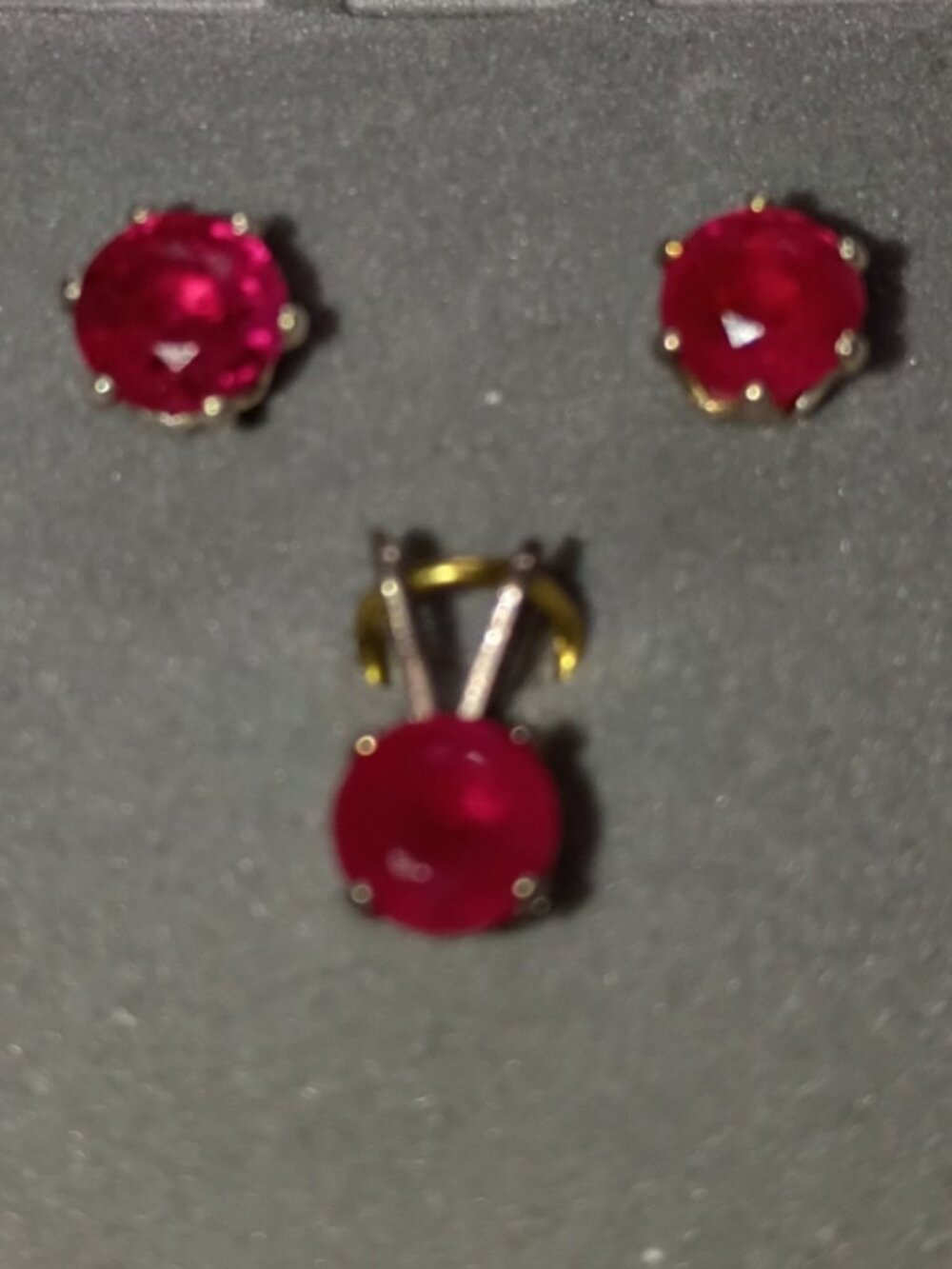 2-Carat Genuine Red Ruby Earring & Pendant Set in 925 Sterling Silver
